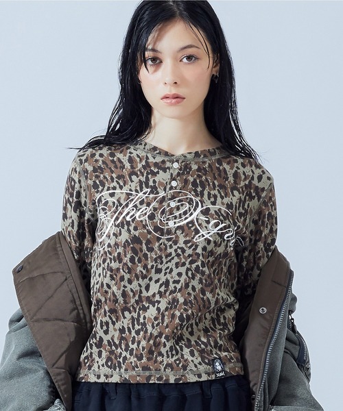 X-girl（エックスガール） ヘンリーネック tシャツ HENLEY NECK SCRIPT