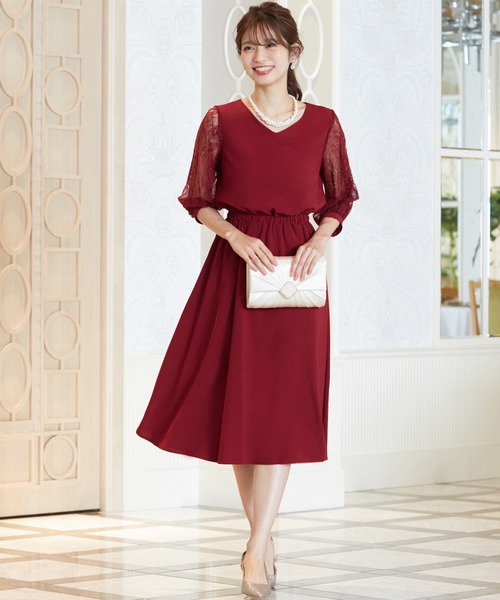 GIRL DRESS FOR NOW パーティードレス ドレス フラワーレーススリーブ