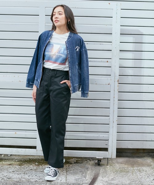 パンツ 【KANGOL EXTRA COMFORT(カンゴール エクストラコンフォート)】《WEB限定》ワイドストレート ロゴ刺繍ツイル ベイカーパン