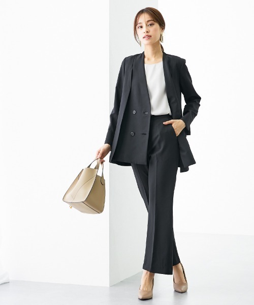 パンツ スーツ ジャケット ダブルブレスト シンプル オフィス 7days Life Styling セットアップ 「洗える」2WAYダブルブレスト