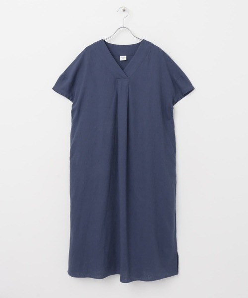 URBAN RESEARCH DOORS ワンピース リネンレーヨンVネックミディ