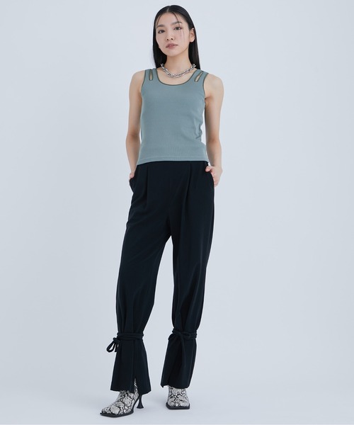 タンクトップ ノースリーブ 「STUDIOUS/ステュディオス」ショルダースリットタンクトップ レディース STUDIOUS タンクトップ ノースリーブ 「STUDIOUS/ステュディオス