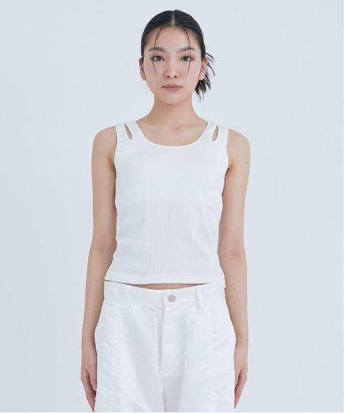 タンクトップ ノースリーブ 「STUDIOUS/ステュディオス」ショルダースリットタンクトップ レディース STUDIOUS タンクトップ ノースリーブ 「STUDIOUS/ステュディオス