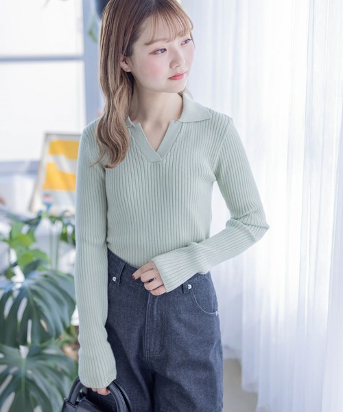ニット セーター 2024AW/コンパクトポロニットトップス/洗える レディース 楽天市場】ニット セーター 大きいサイズ レディース ケーブル