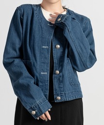 【美品】クヌースマーフ　カットオフ　ショート丈ノーカラーデニムジャケット　完売品 Futier Land デニム ジャケット ノーカラー アウター ショート丈
