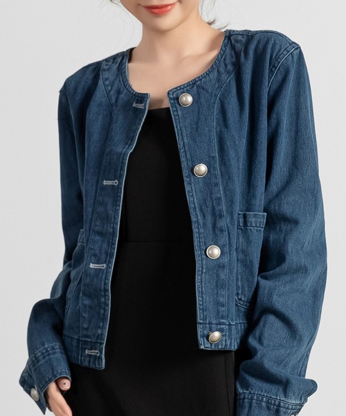 DAY CLOSET デニムジャケット gジャン レディース ノーカラー