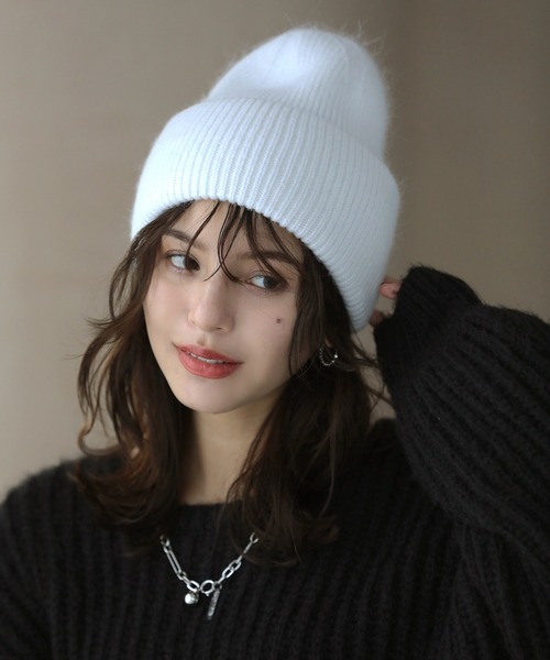 Little＆More ニット帽 ニットキャップ ニット帽 ウサギファー