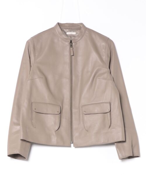 コート アウター ソフトラムレザースタンドカラージャケット 羊革 軽量