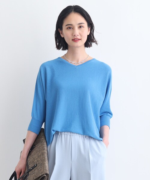 新品 INDIVI インディヴィ　麻混　カラッとニット　半袖　ニット　春夏 INDIVI - 新品 INDIVI インディヴィ 麻混 カラッとニット 半袖