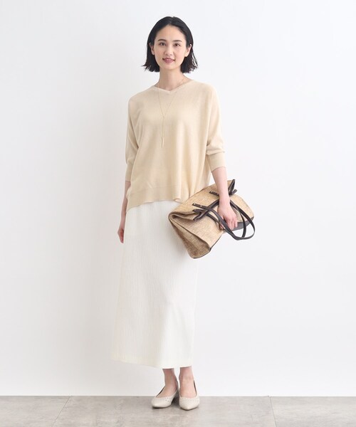 INDIVI ニット セーター 「リネン混」ドルマンスリーブサマー