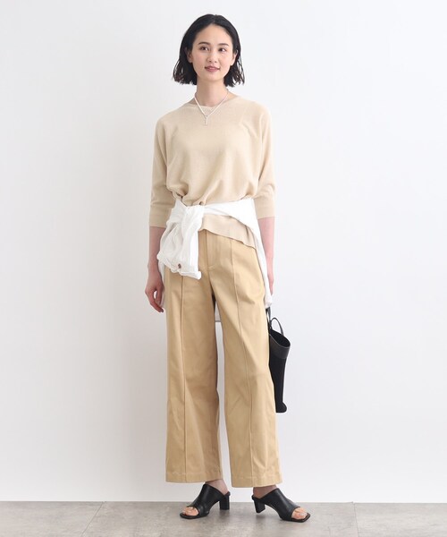 INDIVI ニット セーター 「リネン混」ドルマンスリーブサマー