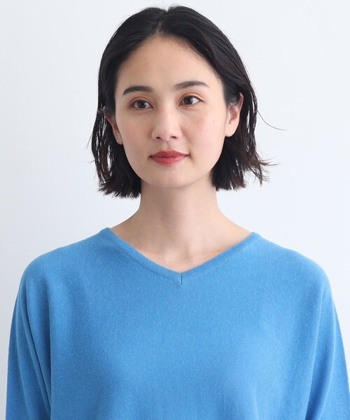 INDIVI ニット セーター 「リネン混」ドルマンスリーブサマー