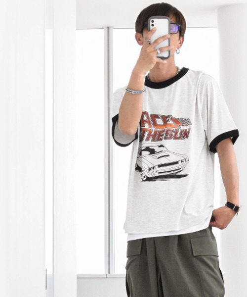 Anytime Songs tシャツ 16/TC 天竺カラー杢 リンガーTシャツ