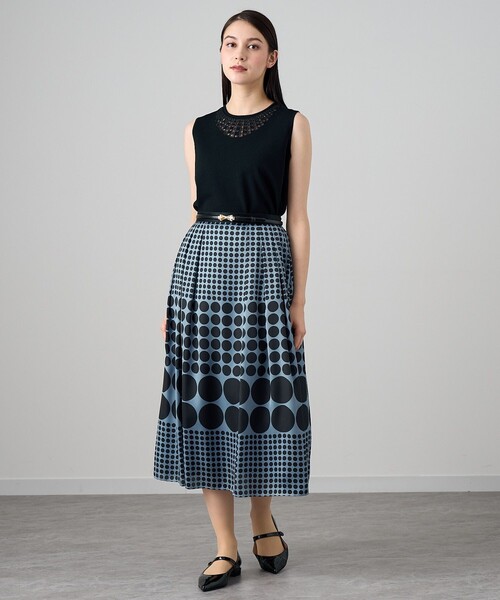 【極美品】ANAYI ドットジャガードタックスカート36 ANAYI ドットジャガード タックスカート 36 極美品】ANAYI ドット