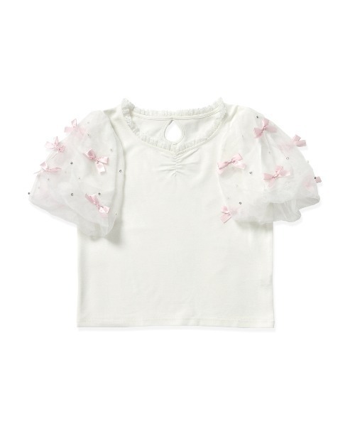 tシャツ Happiness ribbon puff トップス レディース