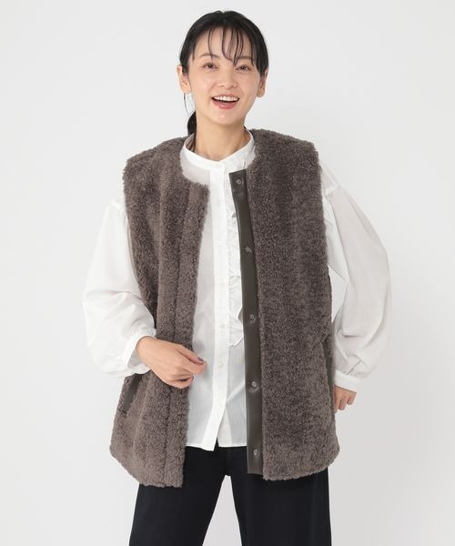 ベスト ジレ 「ウタオ」パイピングボアベスト レディース