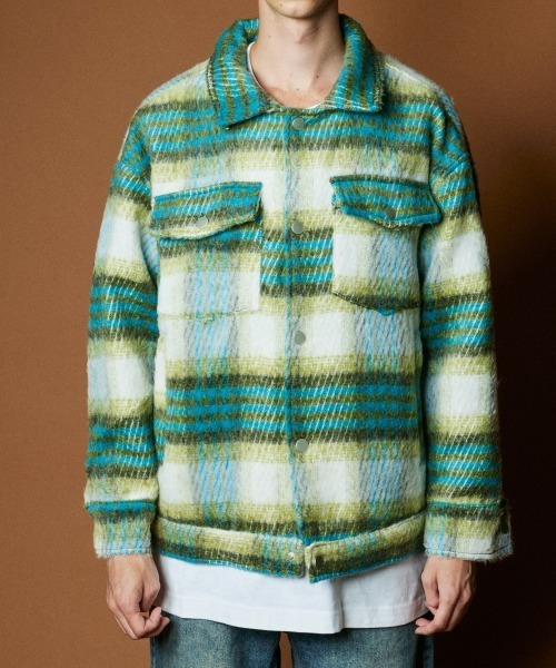 ジャケット・アウター runrunADORABLE SHAGGY CHECK COAT rehacer（レアセル） コート ジャケット R. : Shaggy Check Jacket