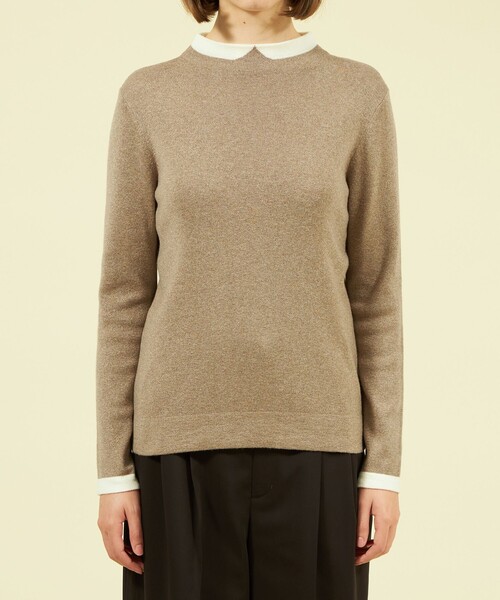 Cleric Collar Knit ロングスリーブニット 茶色 ブラウン MACKINTOSH PHILOSOPHY ニット セーター Cleric Collar Knit