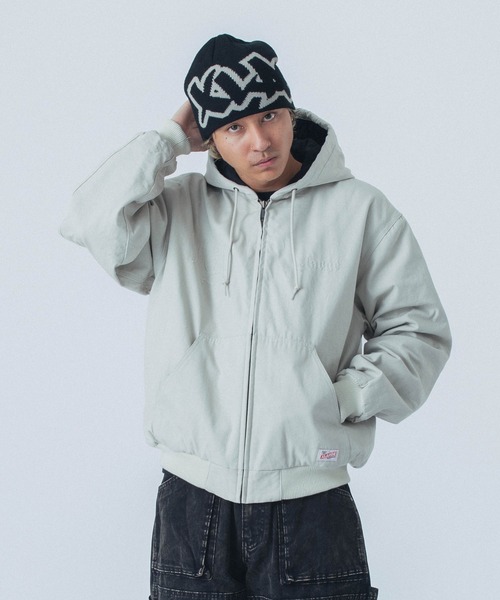 XLARGE×Lee フード付きジャンパー DON'T FRONT グレー XLARGE×Lee フード付きジャンパー DON'T FRONT グレー XLARGE×Lee