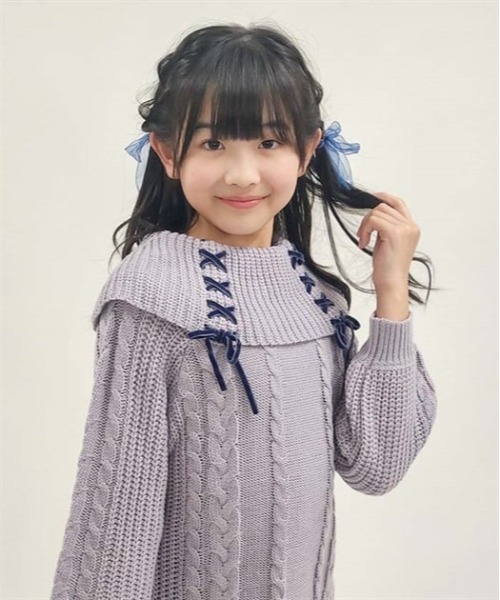 女の子ワンピース axes femme ワンピース W編み上げニットワンピース キッズ 子供
