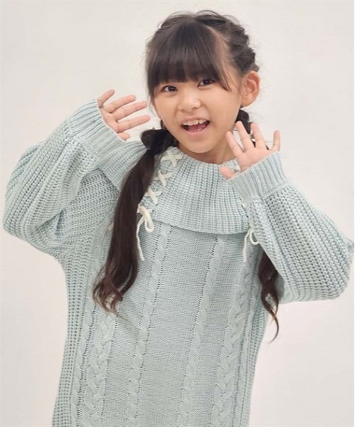 axes femme ワンピース W編み上げニットワンピース キッズ 子供