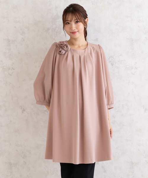 新品✨Rose Tiara チェリー　ティアード　ブラウス　チュニック　46 Rose Tiara（ローズティアラ） ブラウス シャツ ローズコサージュ