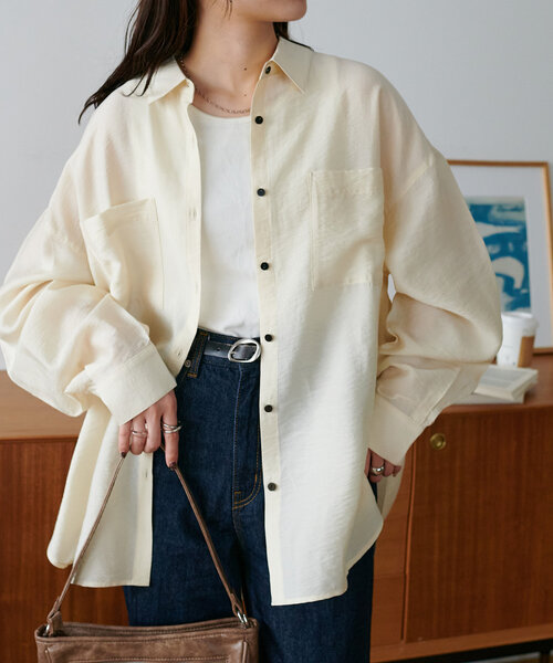 Discoat｜シアー黒釦ビッグシャツ | Rakuten Fashion(楽天