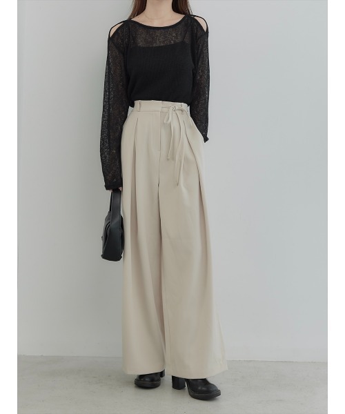 amel（エイメル） パンツ 「RE ARRIVAL」サイドリボンタックワイド