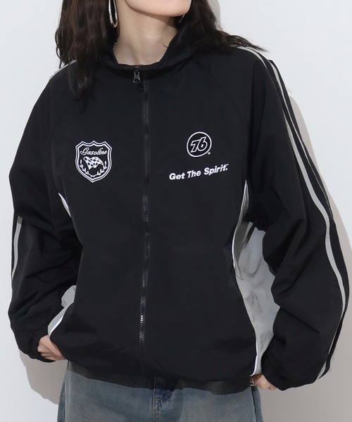 CALL & RESPONSE ブラック ナイロンジャケット ナイロンジャケット 76Lubricants 裏メッシュ ナイロン切替ブルゾン