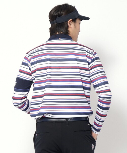 tシャツ 「新レーベル ADABAT NAVY」UVカット/吸水速乾 マルチボーダープルオーバー メンズ_3