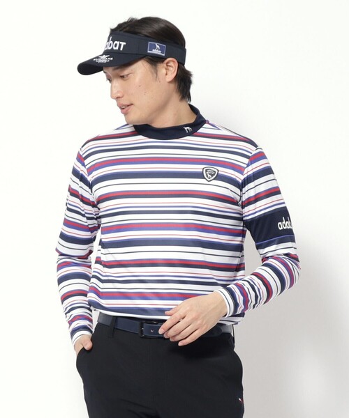 tシャツ 「新レーベル ADABAT NAVY」UVカット/吸水速乾 マルチボーダープルオーバー メンズ_4