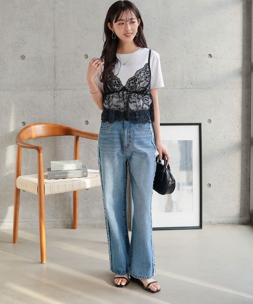 ワイドパンツ ジーンズ デニム デニムパンツ 「 低身長向けサイズ