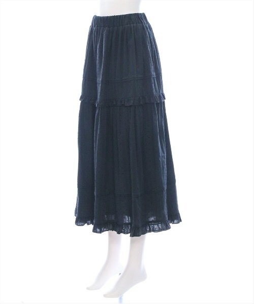 clear スカート 「低身長サイズ有」ドットフリルロングスカート「夏