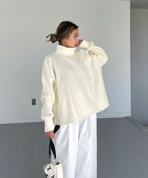 裏起毛 トップス CHERI since1985 トレーナー スウェット ショート丈ピグメント裏起毛