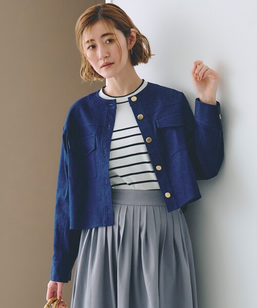 grove（グローブ） デニムジャケット gジャン ライトデニムノーカラー