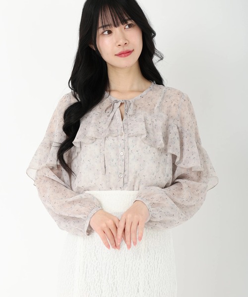 ブラウス シャツ ラップル小花プリントブラウス　シャツ・ブラウス レディース