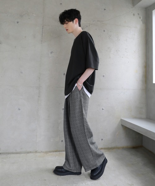 パンツ 総柄サマーツイードワイドバギーパンツ「セットアップ