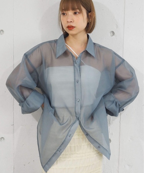 tiptop ブラウス シャツ シアーアソートBIGシャツ レディース