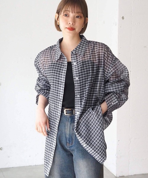 tiit シアーシャツ　ブラック tiptop（ティップトップ）の「シアーアソートBIGシャツ（シャツ