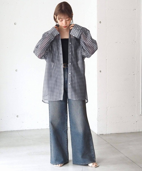 tiit シアーシャツ　ブラック tiptop（ティップトップ）の「シアーアソートBIGシャツ（シャツ
