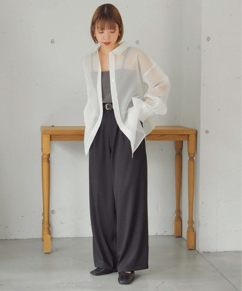 tiit シアーシャツ　ブラック tiptop（ティップトップ）の「シアーアソートBIGシャツ（シャツ