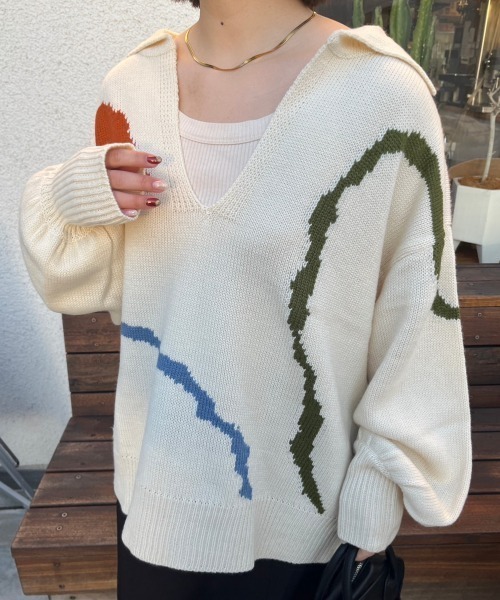 「nemne store」 長袖ニット SMALL アイボリー レディース_画像5