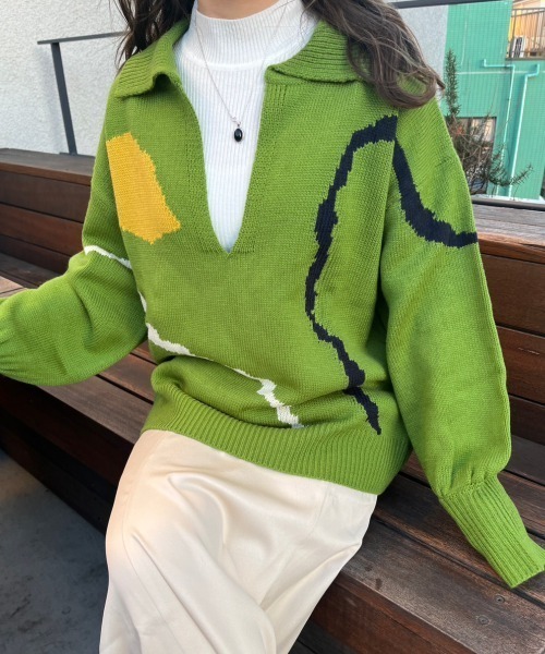 「nemne store」 長袖ニット SMALL アイボリー レディース_画像7