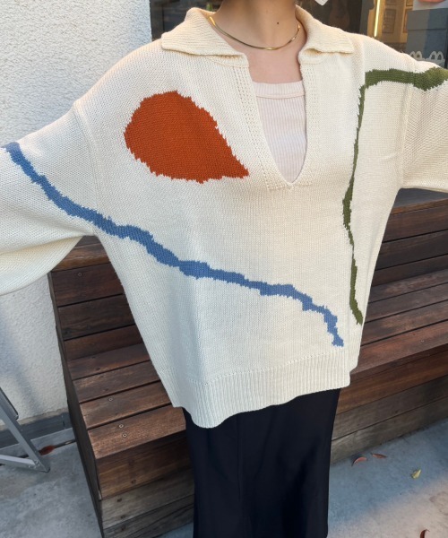 「nemne store」 長袖ニット SMALL アイボリー レディース_画像8