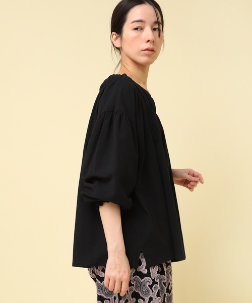 RNA-N ブラウス シャツ B2875 コットンガーゼギャザーブラウス  