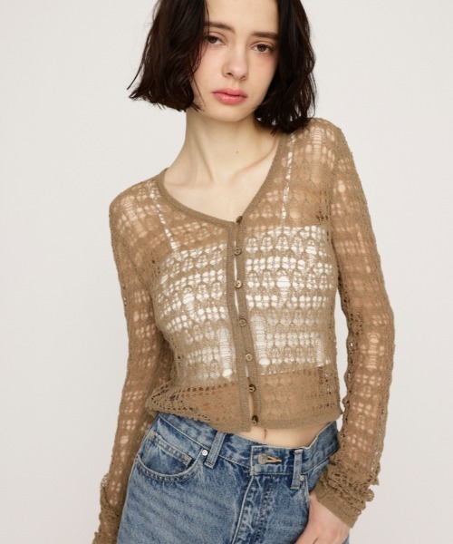 SLY カーディガン MESH KNIT CARDIGAN メッシュ ニット 春服