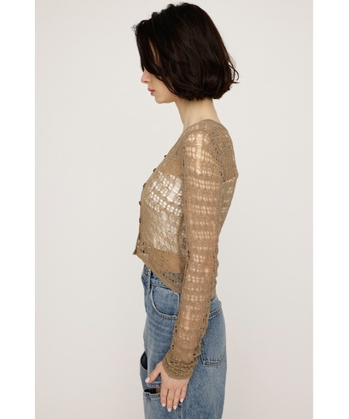 カーディガン Mesh Knit Cardigan／メッシュニットカーディガン レディース SLY カーディガン MESH KNIT CARDIGAN メッシュ ニット 春服