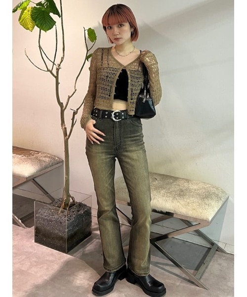 カーディガン Mesh Knit Cardigan／メッシュニットカーディガン レディース SLY カーディガン MESH KNIT CARDIGAN メッシュ ニット 春服