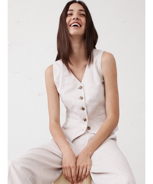 ベスト ジレ BANANA REPUBLIC FACTORY STORE　　リネンブレンド クラシックベスト レディース BANANA REPUBLIC ベスト ジレ FACTORY STORE リネンブレンド