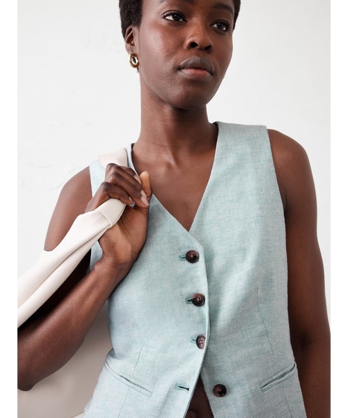 ベスト ジレ BANANA REPUBLIC FACTORY STORE　　リネンブレンド クラシックベスト レディース